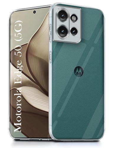 Image of Jkobi Back Cover for Motorola Moto Edge 50 5G (Camera Protection and Dust Plugs with Silicone Clear Shockproof Case | Transparent)