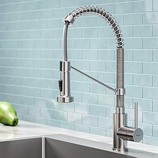 Kraus KPF-1610SS Bolden 18-Inch Commercial Kitchen Faucet with Dual Function Pull-Down Sprayhead in All-Brite Finish, Stainless Steel