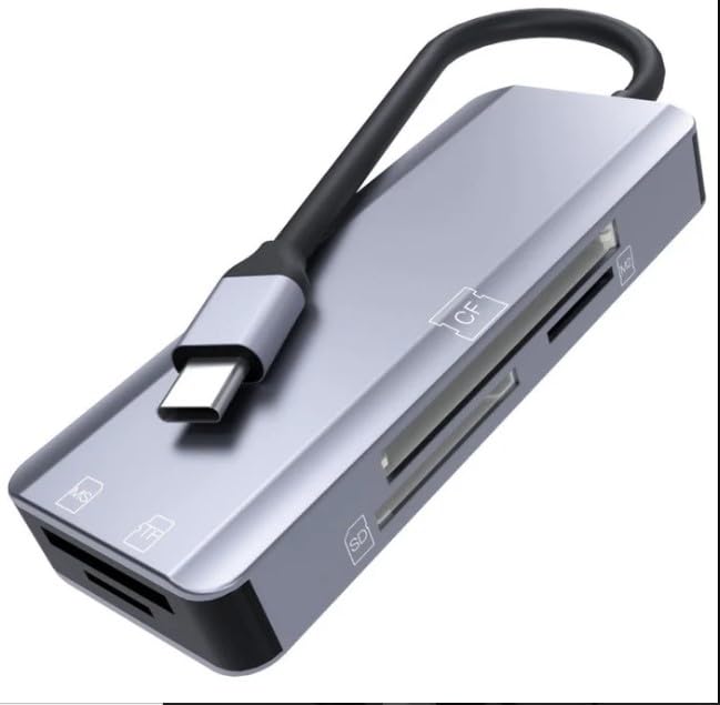 5-in-1 Universal Memory Card Reader - Easy Data Transfer, Sleek Design, 2024 Version. MS / M2 / CF/TF/SD Card Slots Adapter (Space Grey)-image-7