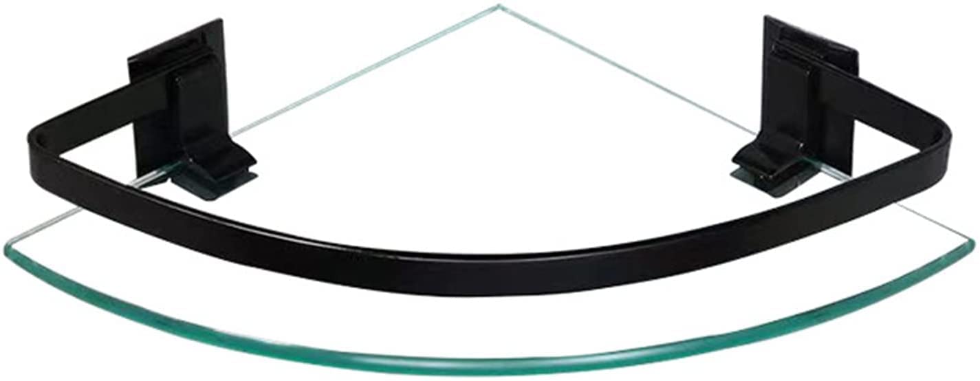AKAZI Estante de Vidrio montado en la Pared para baño, estantes de baño con barandilla - Accesorios de baño (Color : Silver) (Black)
