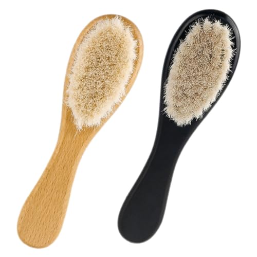 Vaguelly 2 Pcs Wooden Handle Baby Hair Brush Cradle Cap Brush for Newborn and Infant