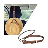 Mandark Car Cowboy Hat Holder, Leather Automotive Seatback Hat Hanger, Cowboy Hat Rack with Adjustable Strap, Vehicle Interior Decorative Accessories, Universal for RV, SUV, Truck (Brown)