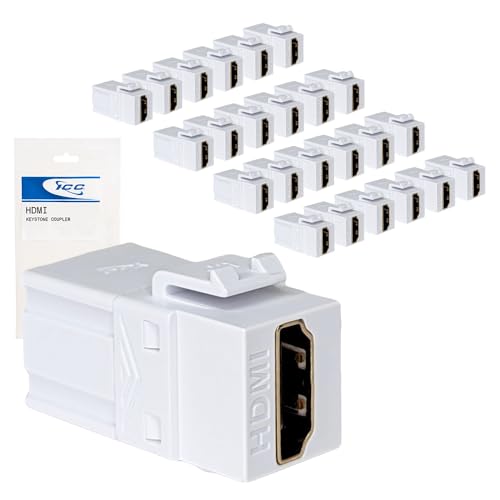 ICC HDMI Keystone Jack 4K 60Hz Female-Female Coupler (180°) White