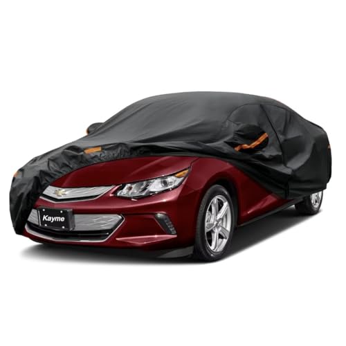 Kayme Sedan Car Cover Fit for Chevrolet Volt (2011-2019) Automobiles All Weather Waterproof, Outdoor Cover Sun Rain Protection, with Lock and Zipper D