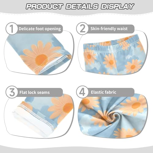 Orange Daisy Tie Dye Girls Leggings Soft Stretch Workout Yoga Dance Pants for Kids Casual Tights3
