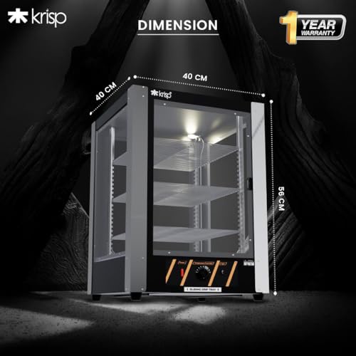 Image of KRISP 750W 50-Liter Food Display Warmer | 3 Layers | Commercial Catering Hot Box | Keep Your Pizza, Pastries, Patties, and More Warm | Stylish Black-Grey Design | 1-Year Warranty