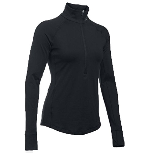 Under Armour Women's ColdGear 1/2 Zip, Black/Black, Large