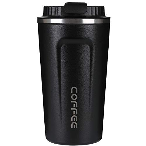 DUEBEL 18 oz Stainless Steel Coffee Mug Double Wall Tumbler Portable Coffee Cups with Lid Leak Proof Coffee Travel Mug Car Thermos Gift for Men and Women 6H Hot and 12H Cold Black