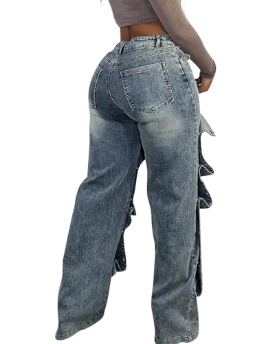 Baggy Jeans for Woman High Waist Patchwork Straight Leg Denim Pants Trendy Y2K Jeans for Club2