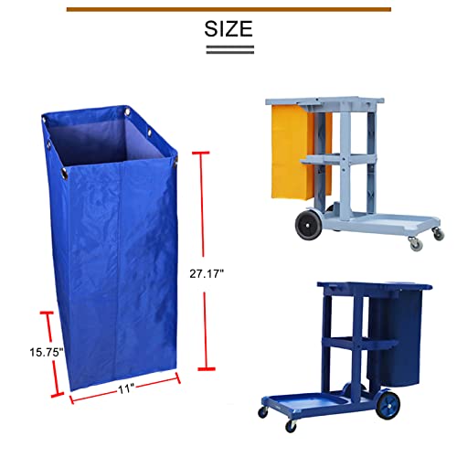 Image of Replacement Janitorial Cart Bag, High Capacity Waterproof Thickened Housekeeping Commercial Janitorial Cleaning Cart Bag with 6 Brass Grommets - 25 Gallon (Blue)