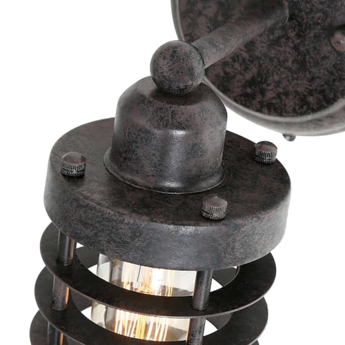 Image of LOG BARN Farmhouse Cage Wall Sconces, Industrial Wall Mounted Lights, Rustic Wall Lighting Fixture for Bedroom, Living Room