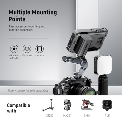Image of NEEWER All Metal Stylish Camera Top Handle with 3 /8 inch Screw and Locating Pins, 1 /4 inch &3 /8 inch Threads, Cold Shoes, Anti Off Lock, Compatible with SmallRig Camera Cage Video Rig Stabilizer, CA078