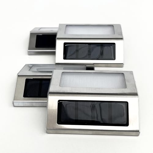 Kit 4 Arandela solar luminária slim inox lâmpada elegante para muro parede jardim corredor área exte