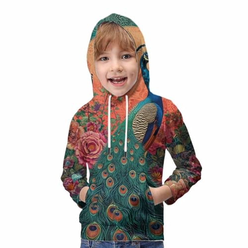 Sweat à capuche imprimé paon 3D veste drôle et cool pour adolescent 13-15 ans - 5