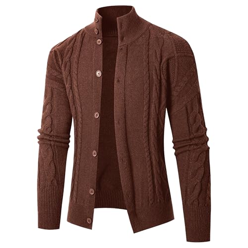 JEKE-DG Men's Casual Regular Fit Cardigan Sweater Knitted Solid Thick Warm Sweater Button Down Soft Solid Sweaters