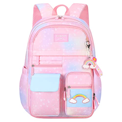 Kawaii School Backpack for Girls - Cute Pink Book Bags for Elementary, Primary & Middle School Students, Lightweight Kids Backpack