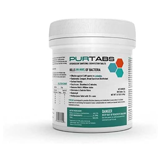 Purtabs ESPT3.3G Disinfectant Tablets / Dissolving Tablets for Disinfecting Solution, Concentrated Sanitizing Tablets for Use with Electrostatic Sprayers (6 Pack Case)