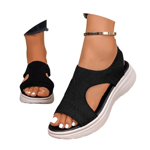 Chaussures d'été pour femme confortables avec plateforme liège et maille
