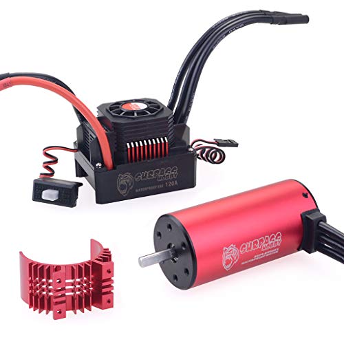 Xiangtat RC Waterproof 120A ESC Electric Speed Controller Combo with 3674 2250KV Brushless Motor for 1/8 1/10 Racing Drift Car (2250KV+120A Combo)