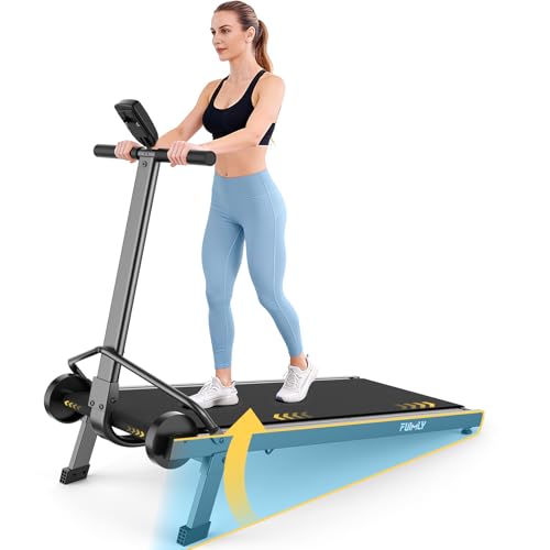 Image of Walking Pad Treadmill with Incline 20%, Manual Foldable Walking Pad with Handle Bar, 500lbs Capacity, Non-Slip Surface, Fixed Incline, Digital Monitor, Compact Build for Home /Gym /Indoor /Outside