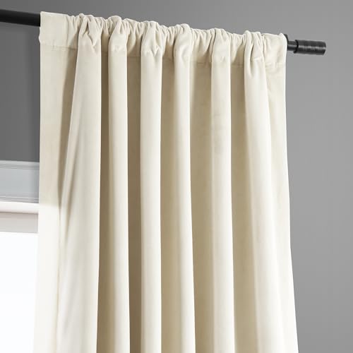 HPD Half Price Drapes Signature Velvet Thermal Blackout Curtains for Living Room 63 Inch Long (1 Panel) Rod Pocket Insulated Blackout Curtains for Bedroom Window Curtains, 50W x 63L, Porcelain White