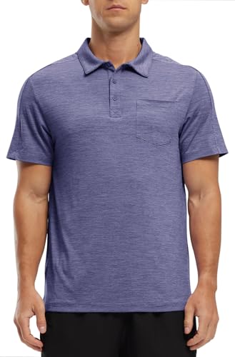 Image of Rdruko Men's Polo Shirts Short Sleeve Quick Dry Outdoor Golf Sports Shirts with Pocket