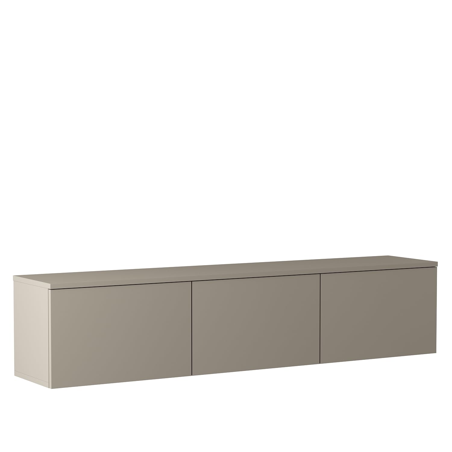 Homidea Vesta LED Meuble TV suspendu 160 cm - Moderne meuble TV mural avec éclairage LED intégré, portes rabattables et espace de rangement pour salon (Beige)