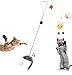 Giocattoli Bacchetta Interattivi,2pcs Giocattolo per gatti con fune,Giochi con Piume per Gatto,Gioco interattivo per gatti con porta sospesa,Adatto a gattini,con spallacci regolabili di 180 cm