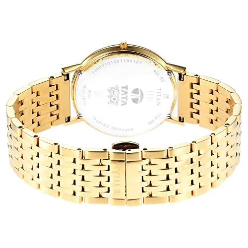 Titan Edge Metal Yellow Dial Stainless Steel Strap Analog Watch Men-NS1595YM01 - Image 3