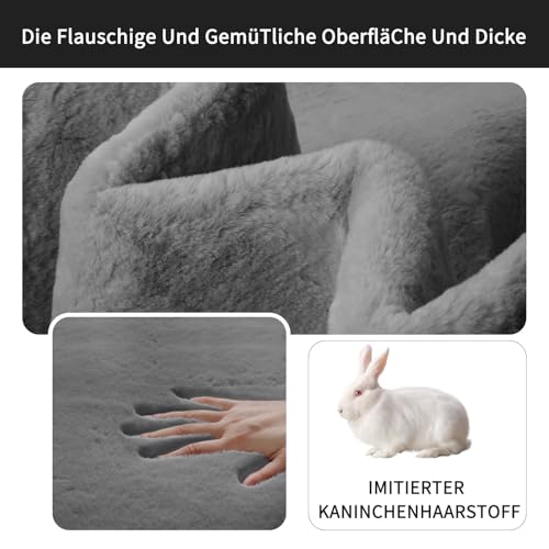 Sour Lemon Teppich Wohnzimmer 275x370cm,Großer Grauer Teppiche Kunstfell – Ansicht 3