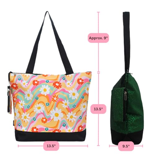 Image of NGIL Medium Top Zipper Closure Canvas Tote Bag with Attached Matching Coin Purse For Moms and Nurses