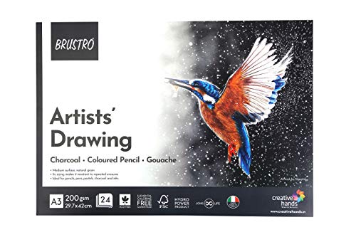 The Ultimate Toolkit Guide for Artists 66 BRUSTRO Artist Drawing Glued Pad | 200 GSM, A3, 24 Sheets | Natur...