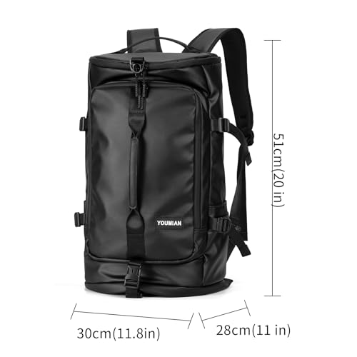 YOUMIAN Gym Duffle Bag 3 IN 1 Travel Backpack 40L Waterproof Shoe Compartment for Men and Women Basketball Soccer Sports Bag (Black) by YOUMIAN - Used condition - Image 3