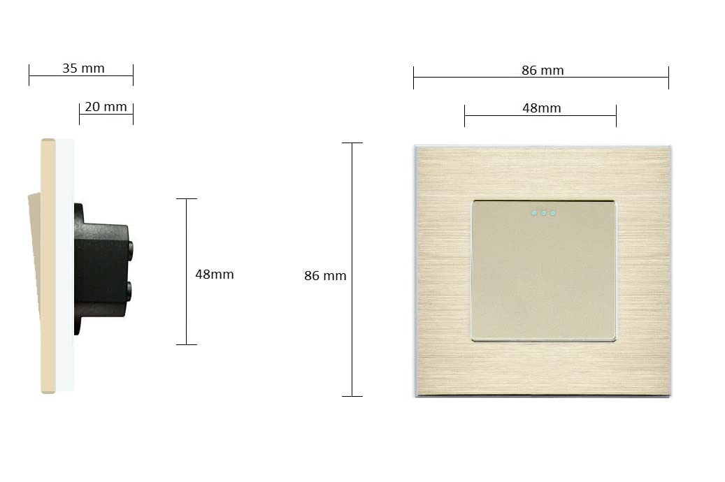 Luxus-Time Wipp simple light switch wall switch UP incl. aluminium frame in gold 1-gang rocker switch Luxus-Time Wipp simple light switch wall switch UP incl. aluminium frame in gold 1-gang rocker switch