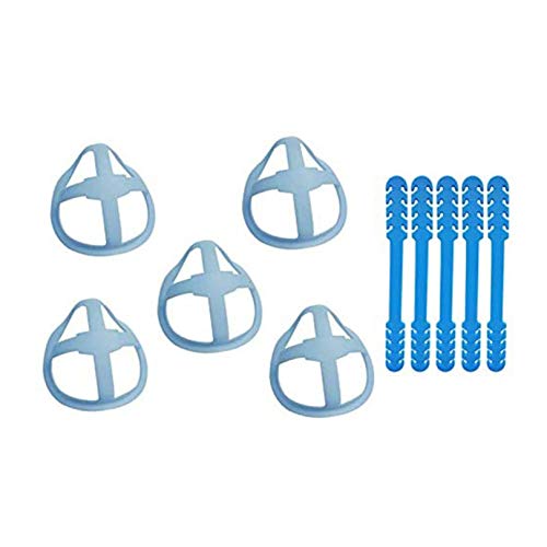 Preisvergleich Produktbild 5 Stück 3D Silikon Maskenhalterung Masken Halterung +5PCS Maskenhaken,Wiederverwendbare Nasenpads Masken, Lippenstift-Schutz-Ständer Verstellbare Schnalle Verringerung Ohrenermüdung