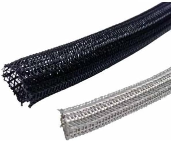 0.75 in. 10 ft. Hook Self Closing Braided Wrap for Around Sleeving Cord Cover Cable Protector Wire Organizer - Black