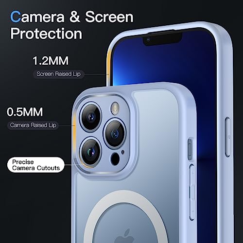 Image of JETech Magnetic Cover Case for iPhone 13 Pro Max 6.7-Inch, Compatible with MagSafe, Translucent Matte Back Camera Lens Full Protection Slim Shockproof Phone Cover (Sky Blue)