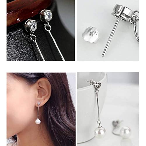 Boucles d'oreilles longues mode perle cristal brillant argent 925