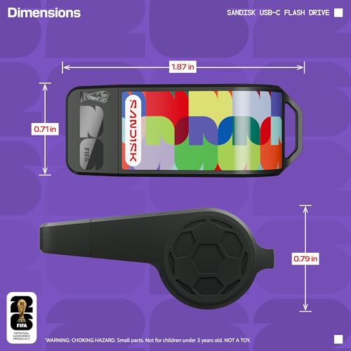 Image of SANDISK 64GB USB-C Flash Drive, FIFA World Cup 2026 Edition - Up to 300MB /s Transfer speeds, USB 3.2 Gen 1, USB Type-C - Black - SDCZIA-064G-G46