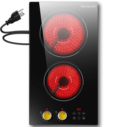2 Burner Electric Cooktop with Knob & Touch Control