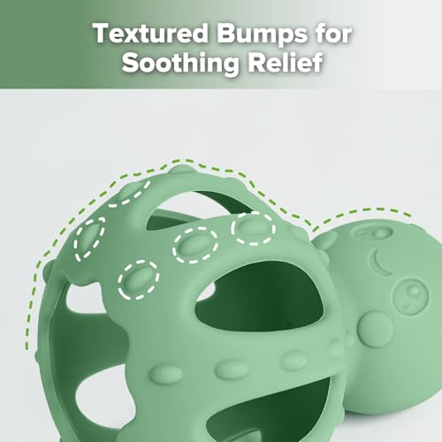 Image of haakaa 2-in-1 Baby Teething Toy,Octopus Teether with Gentle Rattle,Soft Textured Teether for Sore Gums,Easy to Grasp Sensory Toy for Babies 3M+,Pea Green