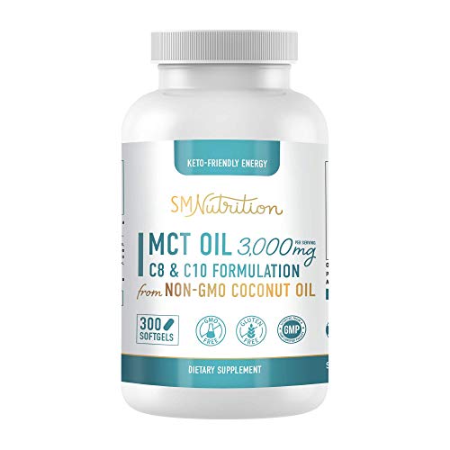 MCT Oil Softgels 3000mg - 300 Coconut MCT Oil Supplement Softgels - Perfect Keto Softgels - C10 (Capric Acid) and C8 (Caprylic Acid) Coconut Oil to Lose Weight - MCT Oil, Brain Octane Oil*