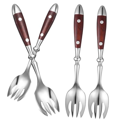 Ciieeo 4Pcs Reusable Stainless Steel Sporks with Handles Mixing Forks for Salad Dessert and Everyday Use Ergonomic Design for Comfortable Grip