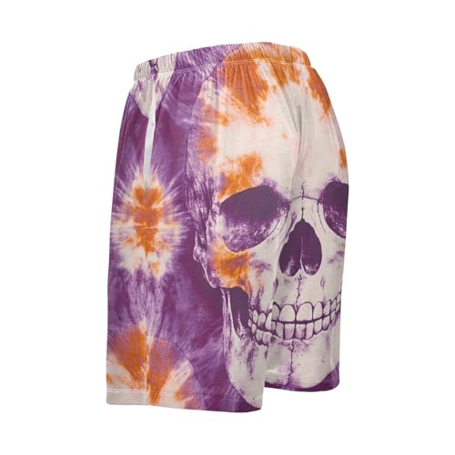 Men's Short Pajama Bottoms Tie-dyed Skeleton Grunge Home Casual Sleep Pants2