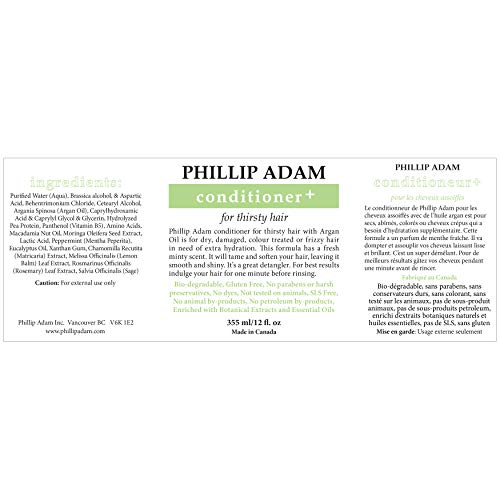 Phillip Adam Thirsty Hair Conditioner + for Dry or Damaged Hair - Infused With Argan Oil, Moringa Seed Oil and Macadamia Oil - Paraben Free, Vegan - 12 Fl Oz image 4