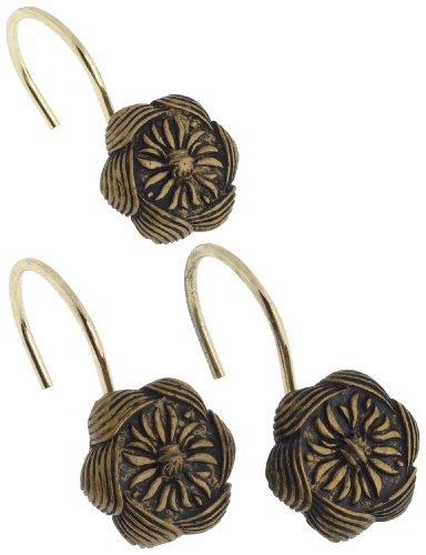 Listado y reviews de Ganchos decorativos cerámica más recomendados. 29 Carnation Home Fashions Auburn - Gancho de Cortina de Ducha de Resina de cerámica, Oro Envejecido