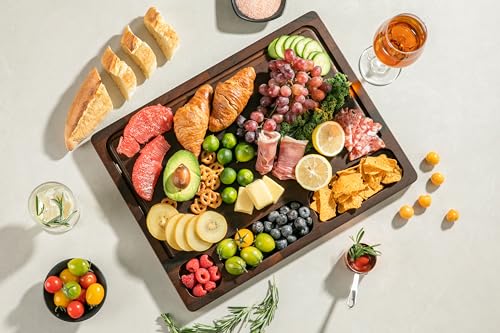 Image of THETCHRY Walnut Cutting Boards For Kitchen, End Grain Wooden Cutting Board with Handle, Chopping Board Double Sided Charcuterie Boards For Meal Prep & Serving with Gift Box（Black Walnut）17 inchX13 inch X1 inch