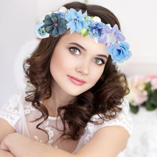 AevrBlos 80Pcs Blue Silk Flower Heads 1-5" Assorted for DIY Crafts & Decor — view 5