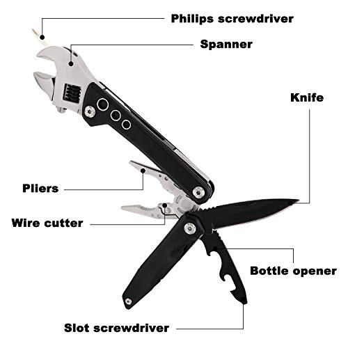 IBNS 7 in 1 Multifunction Tool 024 Adjustable Spanner Multi Tool with Screwdriver Plier Wire Cutter Knife Bottle Opener For Home Outdoor Yard
