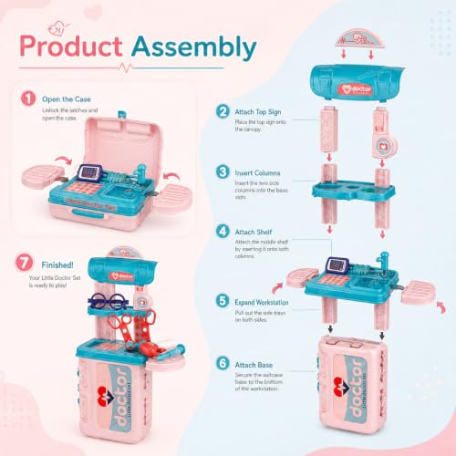Image of Zest 4 Toyz Doctor Set for Kids 3 in 1 Trolley Suitcase Pretend Play Doctor Toy Set with Stethoscope Syringe Thermometer and Medical Accessories Toys for Boys & Girls 3 Years +